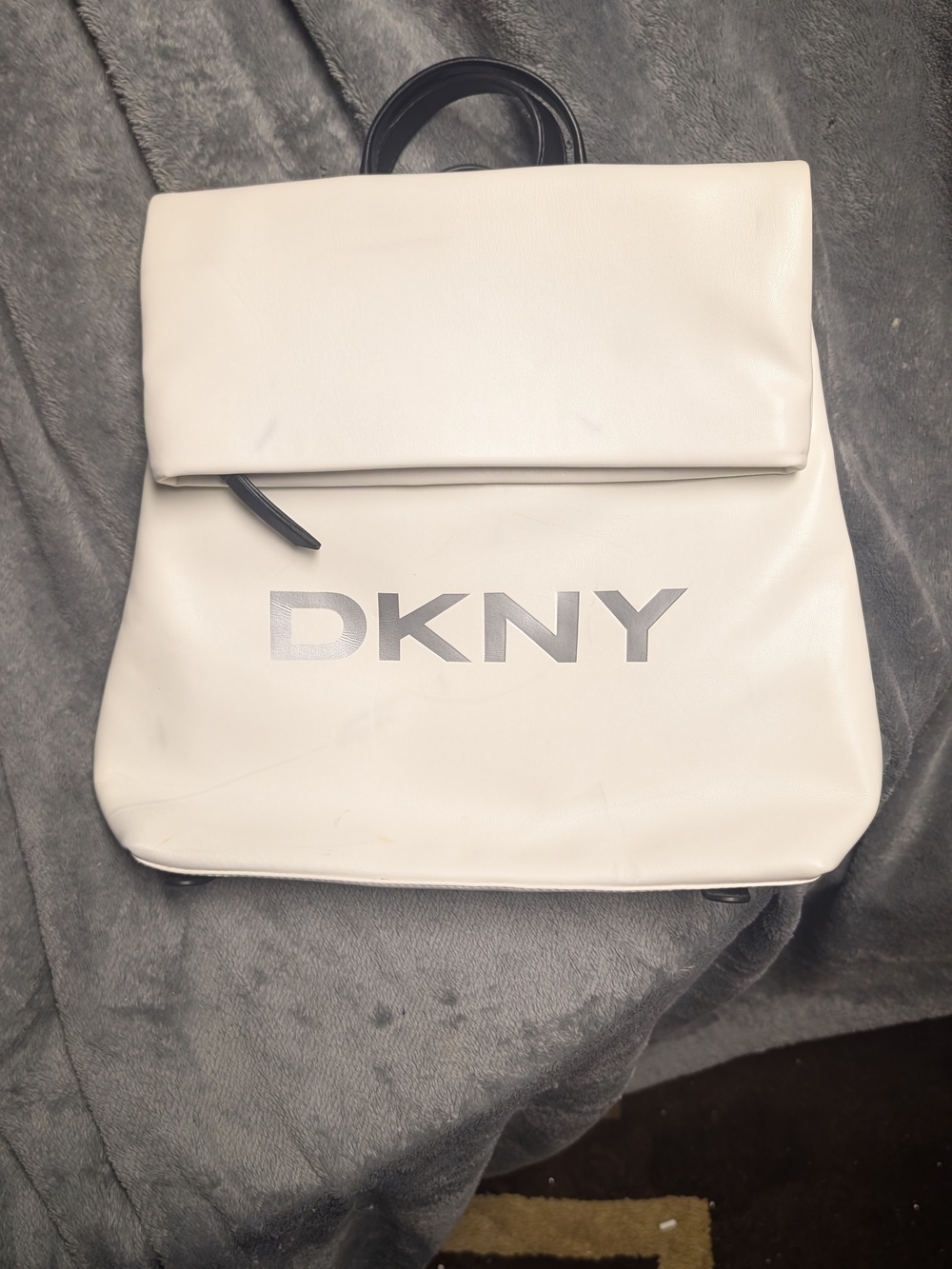 DKNY Silver-Gray Logo Travel Tote Interior